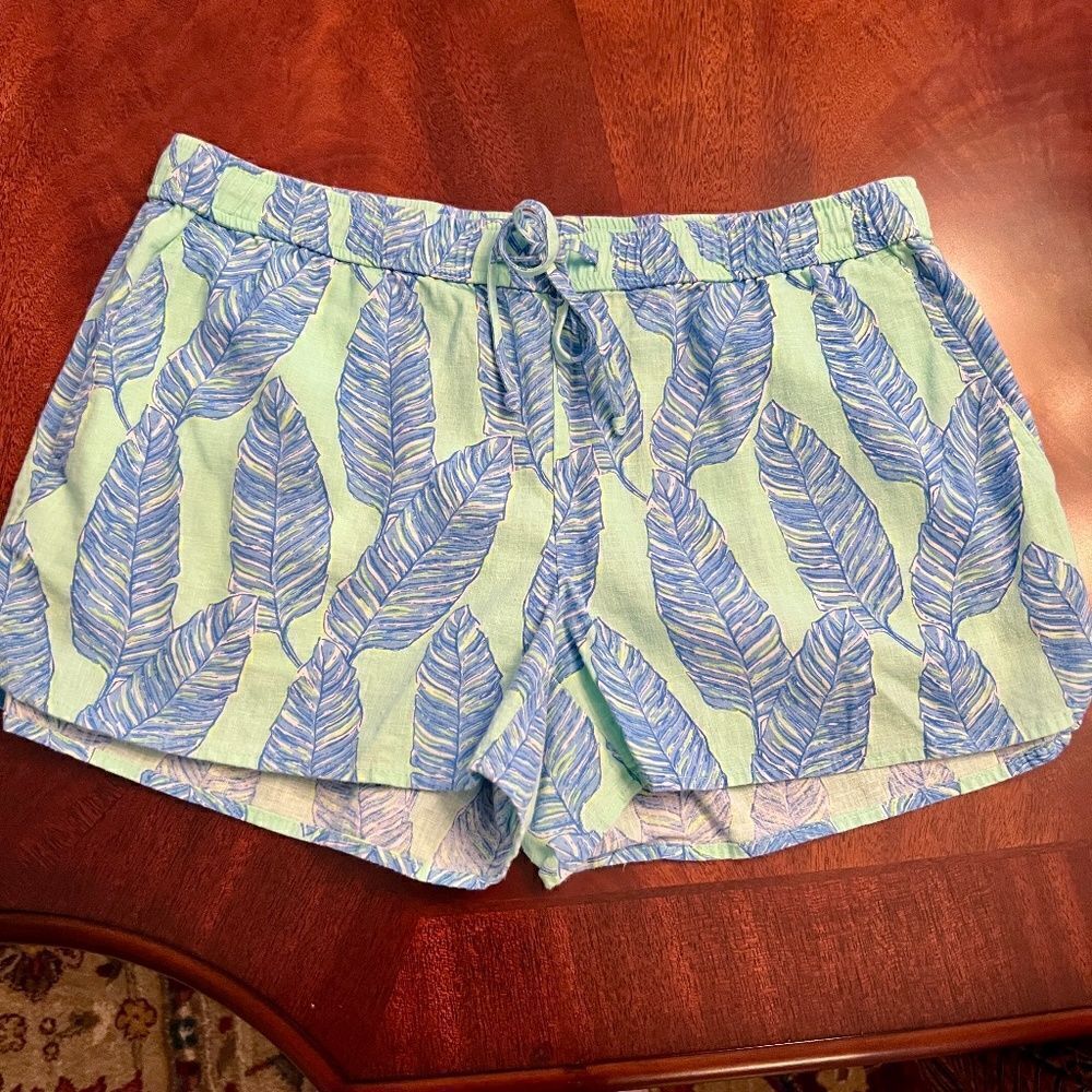 NWOT Women's Vineyard Vines Palm Leaf Print Linen Blend Pull On Shorts Sz SMALL